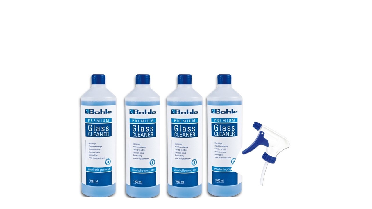 Premium glasreiniger, 4x 1 liter incl. 1 sproeikop.